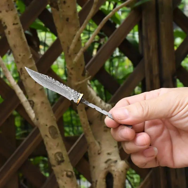 58HRC Damascus Fruit Knife Billets Blade Knife Insert Type DIY Semi-finished Straight Knife Accessories