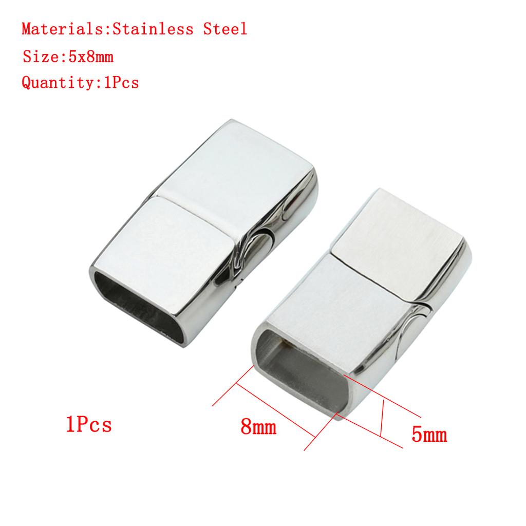 Jewelry Findings Leather Bracelet Clasp DIY Magnet Hook Rhodium Magnetic Clasp Flat Hole 15*3mm