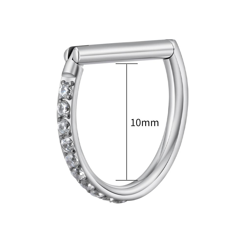 

Right Grand ASTM F136 Titanium D Shape Septum Ring with CZ 16G Hinged Segment Clicker Hoop Conch Helix Piercing Body Jewelry Nose Rings & Studs&Body