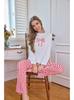 Women's Pajamas Heart-Shaped Bow Casual and Stylish Long-Sleeve Top and Long Pants Loungewear Set for Women