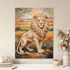 Kit Perle Leone Maestoso Pittura Artistica 5D con Strass Rotondi Fatta a Mano Quadro da Parete Decorazione Elegante per la Casa Regalo per Uso Quotidiano e Festivo