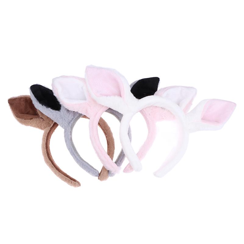 Kawaii Plush Horse Ear Headband Cute Simulation Animal Ears Hair Roop Cosplay Party Headwear Year Hair Accessories