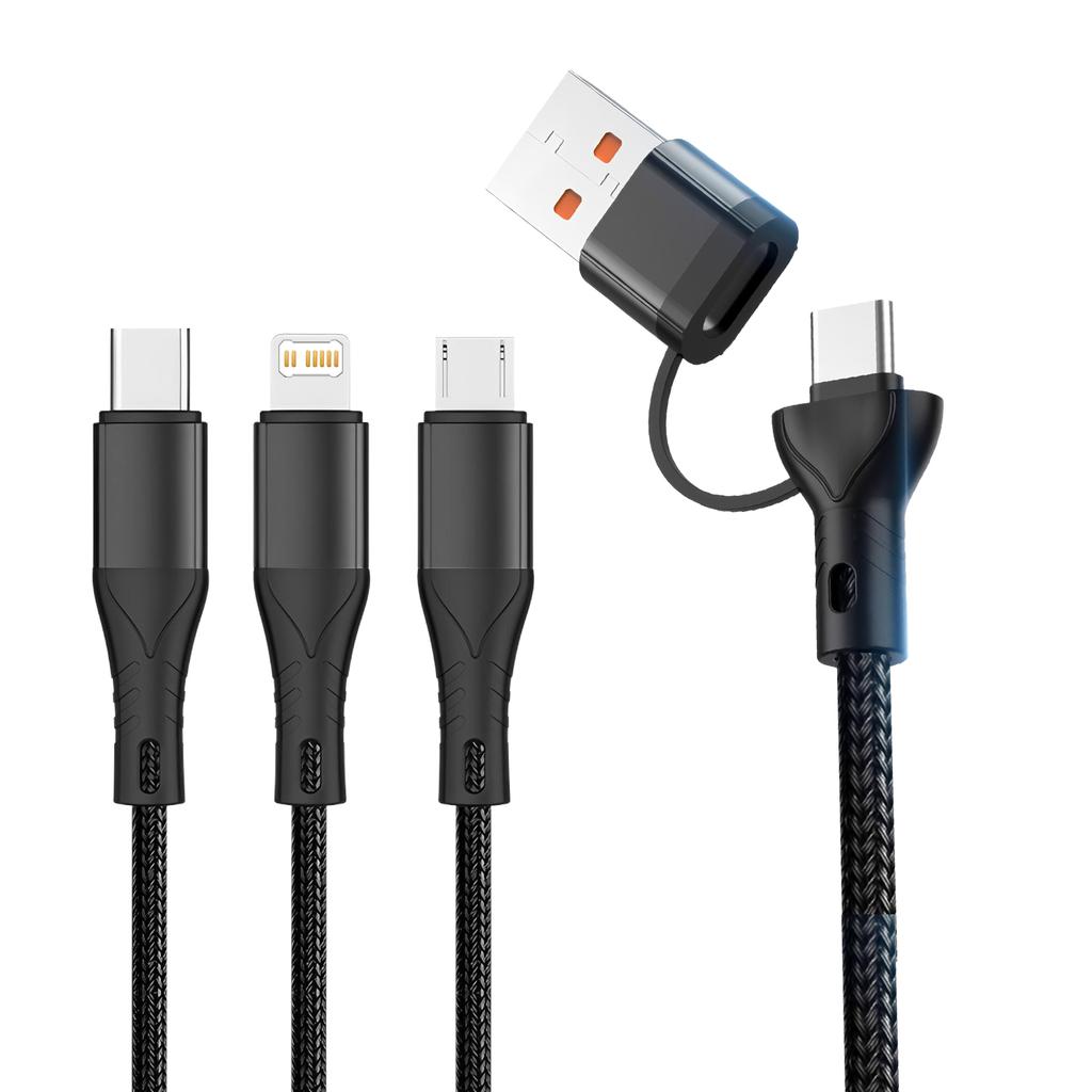 2-in-3 USB Fast Charging Cable Type C Usb Micro For iphone Samsung Huawei Xiaomi Multi Port Multiple Charging Wire