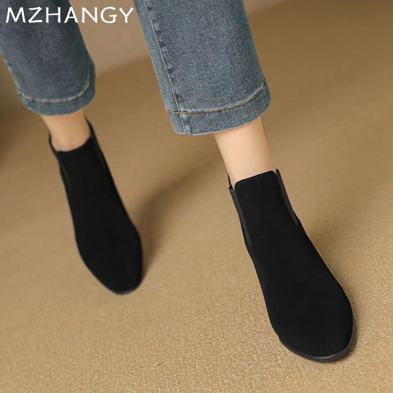 Wedges Women Ankle Boots Suede Designer Shoes Woman 2025 Trend Snow Boots Fashion Walking Winter New Goth Mujer Chelsea Boots