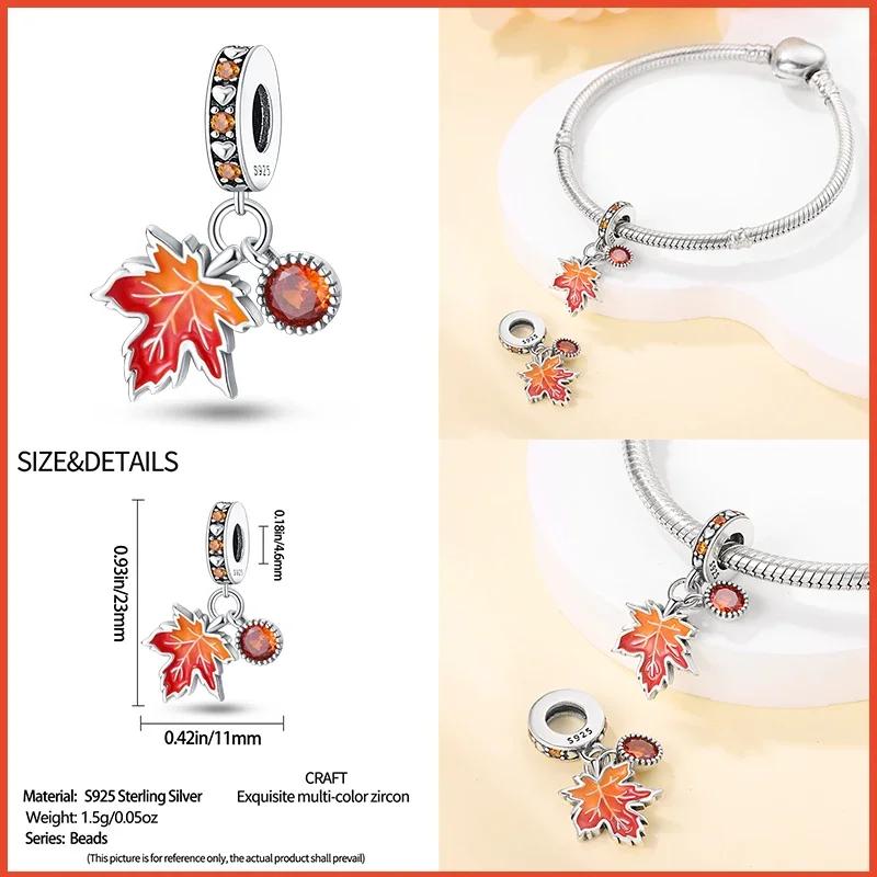 Copper Fashion Squirrel Maple Leaf Autumn Series Charms Beads Fit Original Bracelets Diy Jewelry Making