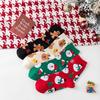 Trendy Christmas Cartoon Mid-Calf Socks for Women - Cute and Cozy Autumn/Winter Cotton Gift In Red