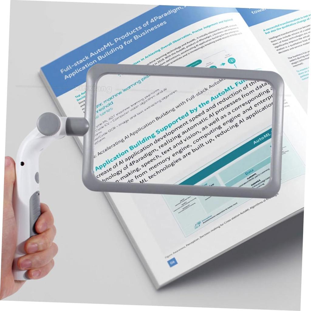 Portable Led Magnifier Adjustable Light Handheld and Desktop Reading Device for Books for Seniors and Crafting Activities Battery-Powered Convenience