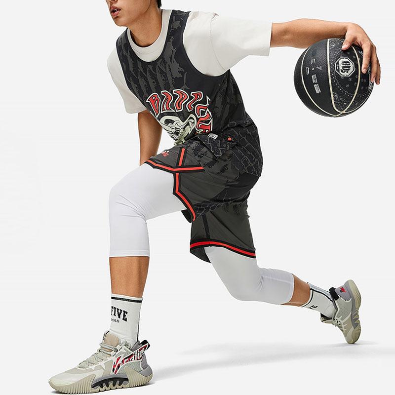 Li Ning Badfive All Over Print Moisture Wicking Quick Dry Basketball Shorts Men shorts Black AAPU011-1
