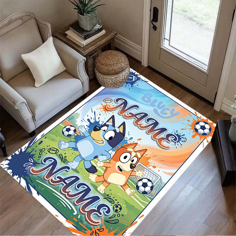 Penguin Christmas Wreath Personalized Name Floor Rug Office Rug Design for Dining Room Decorate room Living Rooms Entryway Antislip Carpet