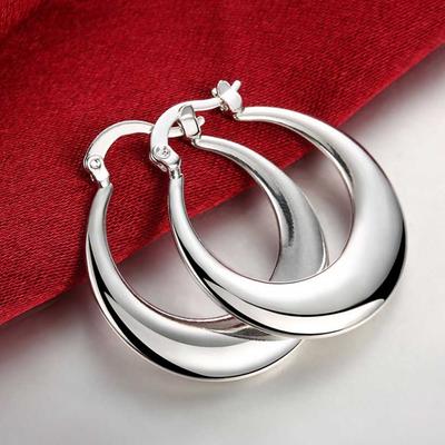 Europe Jewelry 925 Silver Moon Circle Hoop Earrings For Women Brand Fashion U Shape Earrings Wholesale