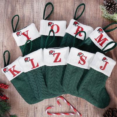 Letters Christmas Stocking New Knitting Christmas Tree Pendant Decorations For 2026 Xmas Gift Snowflake Alphabet Christmas Socks