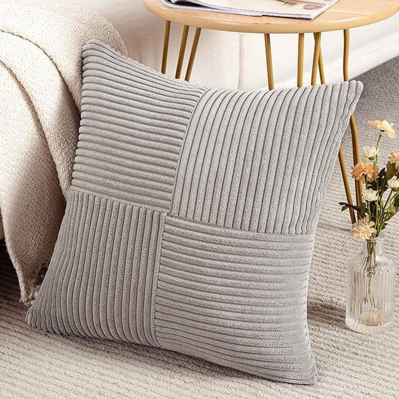 2pcs Bohemian Style Corduroy Striped Pillowcases 18x18 Inch Stripes for Sofa, Bedroom, Living Room - Fall Home Decor, Decorative Pillowcases