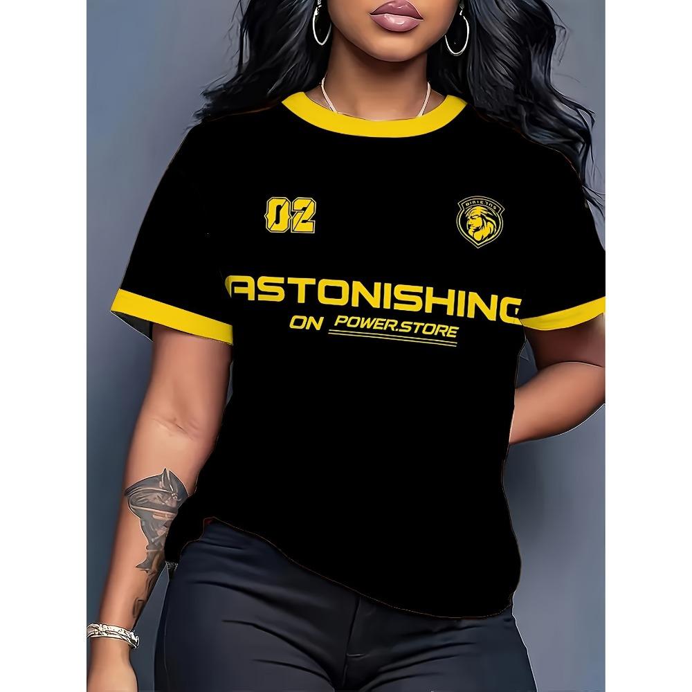 3D Digital Printed T-Shirt Teen Ladies Short Sleeve Top Versatile Breathable S