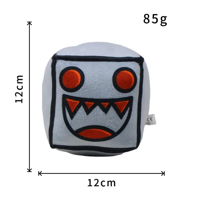 Juguetes de Peluche Cubo Geometry Dash Almohada Pequeña Muñeco de Peluche Relleno Colgante Cuadrado Juego Lindo Decoración para el Hogar Regalo de Cumpleaños para Niños