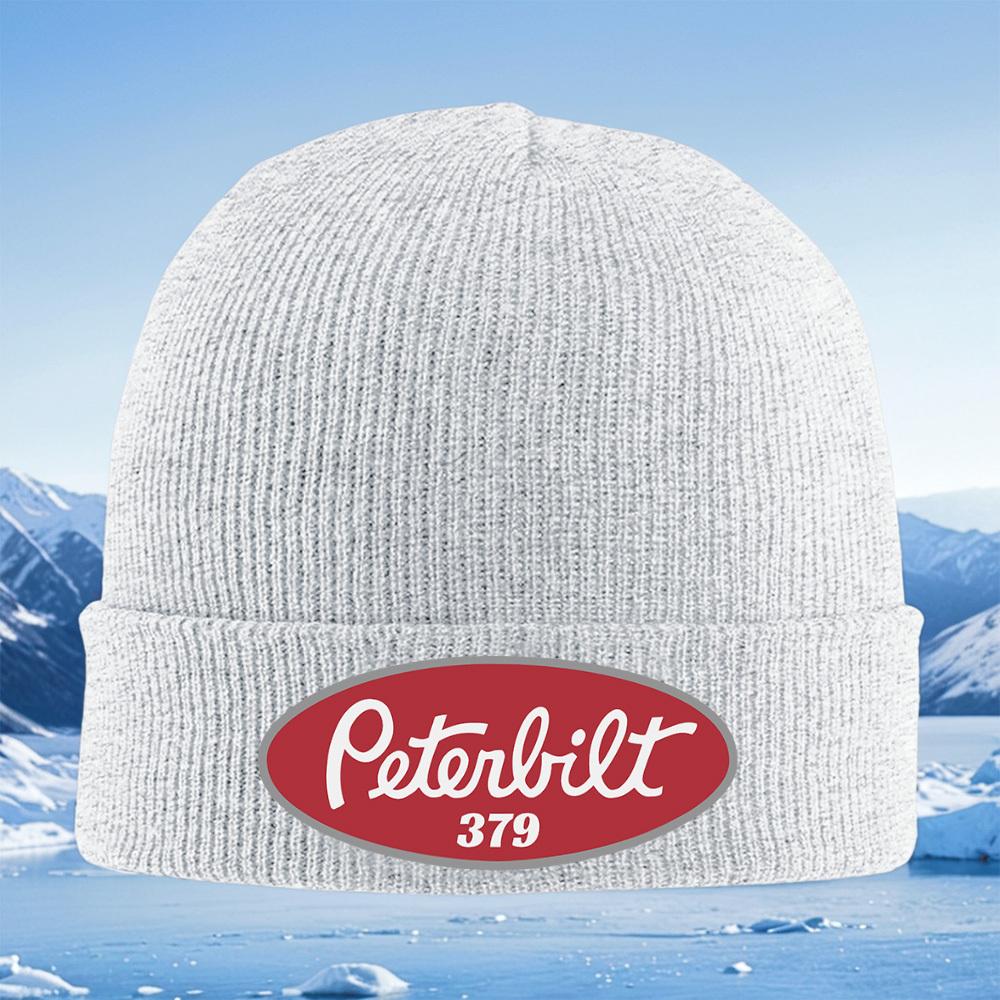 Peterbilt logo red oval design 379 Men Women Unisex Knitted Hat Beanie Pullover Cap Winter Thermal Warm Christmas Outdoor Cyclin