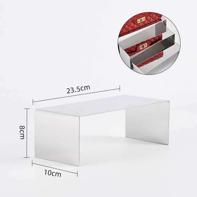 Metal Shoe Handbag Display Riser Stand Stainless Steel Shoe Bag Riser Holder Jewelry Display Riser Shelf Showcase Fixtures