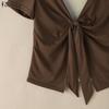 ZANZEA Women Casual Round Neck Short Sleeve Summer Patchwork Blouse