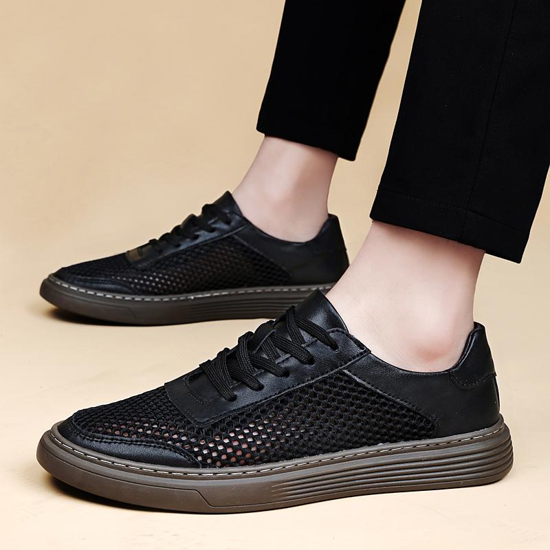 Modne męskie buty sportowe w brytyjskim stylu, codzienne, skórzane, męskie buty sportowe, outdoorowe, antypoślizgowe, płaskie, designerskie sneakersy, nowe, z prawdziwej skóry, buty do chodzenia