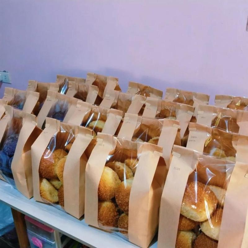 50Pcs Brown Bread Bag With Tin Tie Self Sealing Toast Bread Pastry Packaging Bag