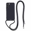 For Samsung Galaxy S21 4G/5G Case Rubberized Fiber Lining Cover with Long Lanyard