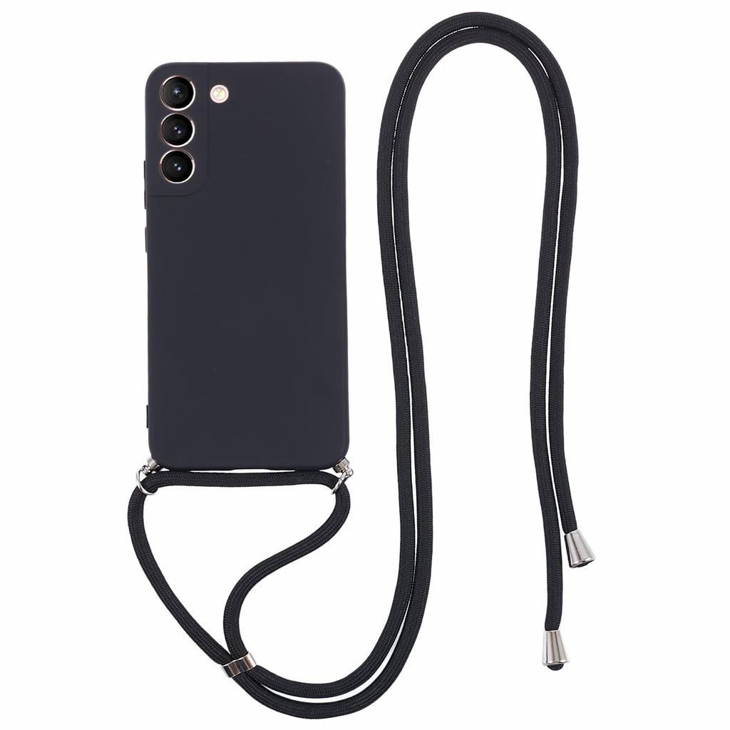 For Samsung Galaxy S21 4G/5G Case Rubberized Fiber Lining Cover with Long Lanyard