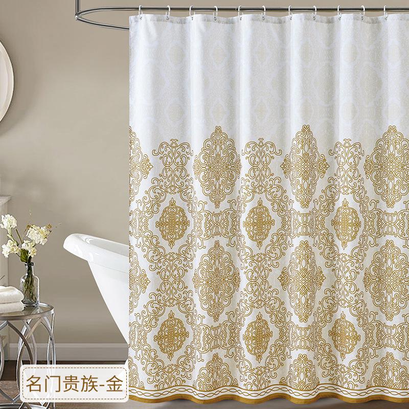 Shower Curtain Geometric Print Waterproof Bathroom Curtains with Hooks Classic Style White Fabric for Toilet 200cm Retro Decor