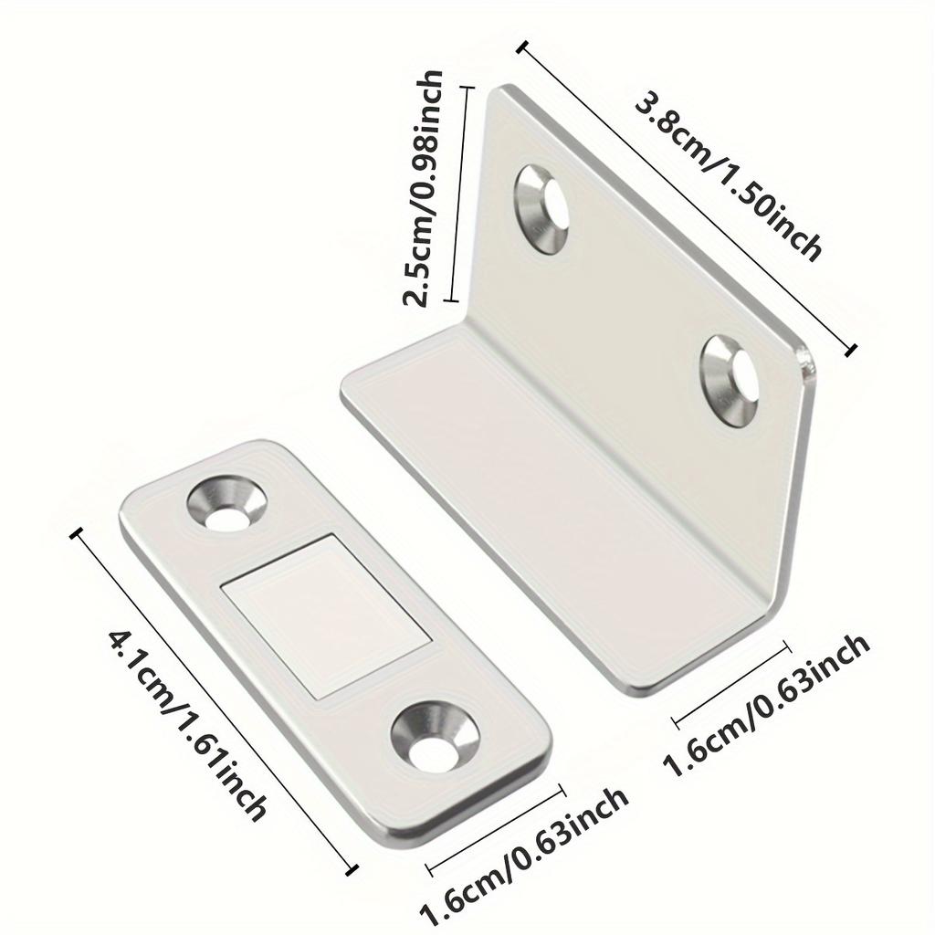 1-Pack L-Shaped Magnetic Door Catch, No-Drill with Adhesive for Cabinet Sliding Doors, Invisible Design, Corrosion-Resistant