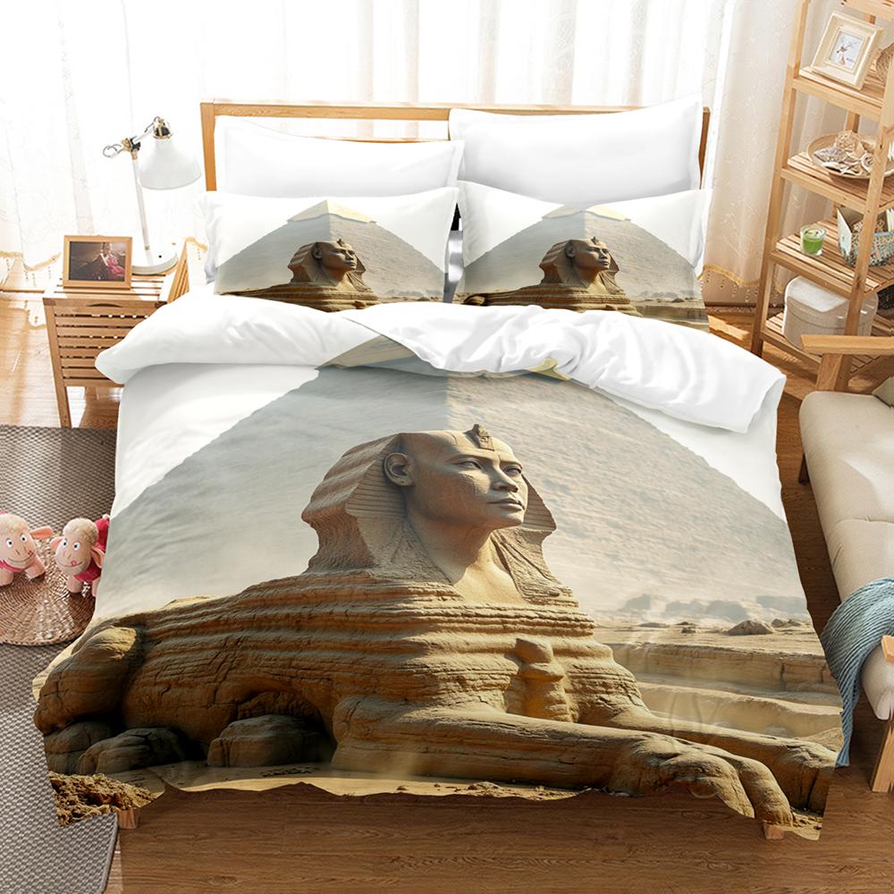 

Комплект постельного белья Древнеегипетский Сфинкс Рельеф Цивилизации Тотем Мягкий Удобный Набор пододеяльников для Кровати Наволочка EU Single(135x200cm)