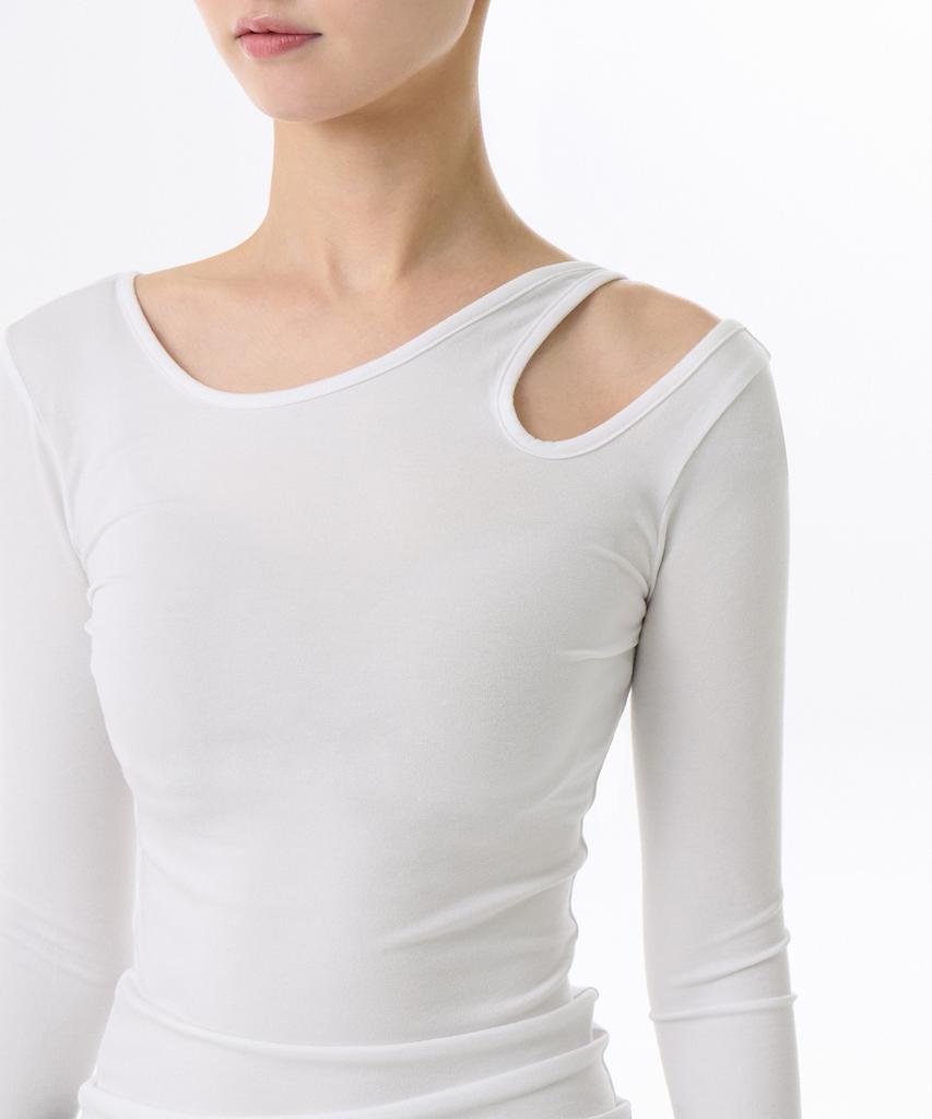 MUSINSA STANDARD WOMAN Women'S Tencel Slim Cut-Out String Long Sleeve T-Shirt [White]