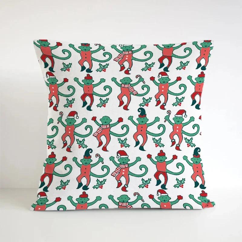 Preppy Monkeys Double-Sided Pillow Covers Short Plush Decorative Pillows for Bed Gift Luxury Sofa Cushions Square Cushion Cover