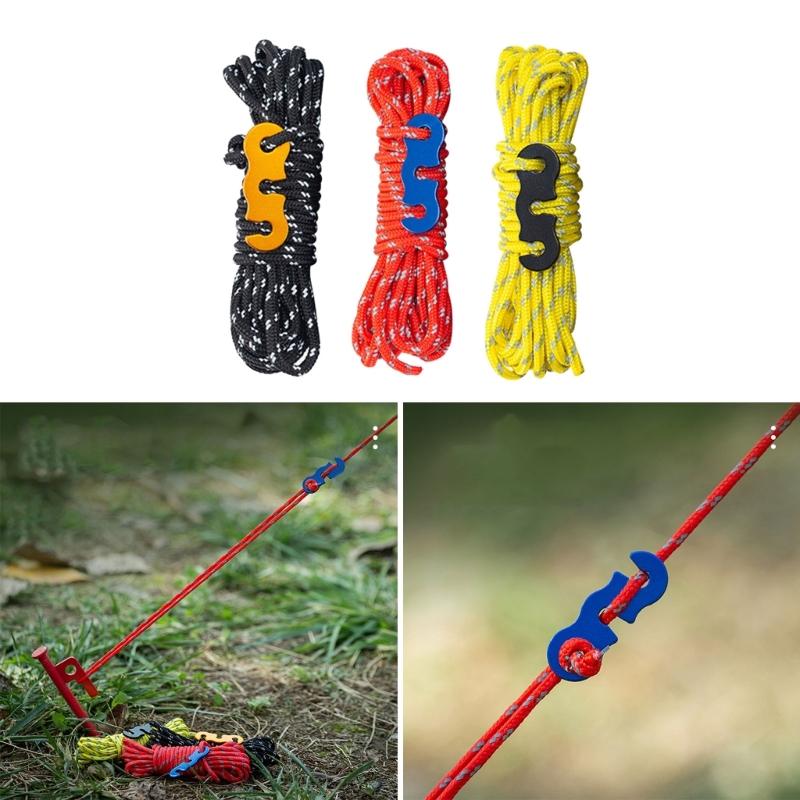4pack Durability Reflective Tent Cords Reinforced Windproof Rope with Buckles for Enhances Night Safety