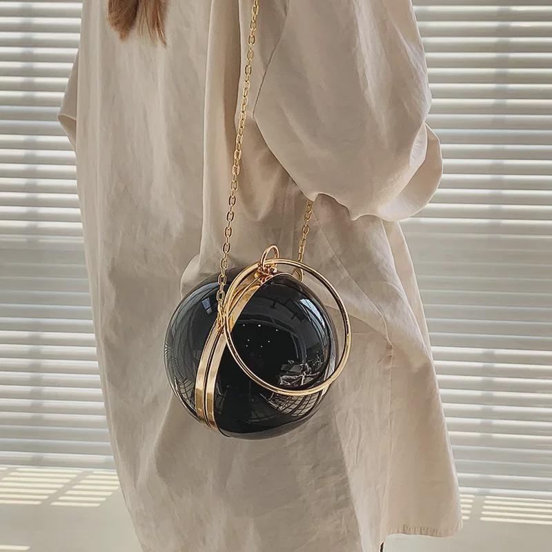 2025 Kulatá akrylová večerní kabelka - Trendy crossbody s řetízkem pro ženy