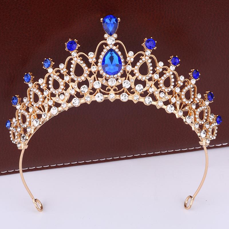 Retro Bridal Crown Tiara Princess Prom Party Queen Hair Crown Alloy Rhinestone Crown