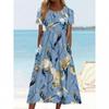 Vestito casual da donna con stampa floreale, manica corta, girocollo, vestibilità larga, leggero, stile boho, taglie forti