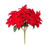Artificial Christmas Poinsettia Bouquet 5-18 Branches Velvet Faux Plant Holiday Table Decor