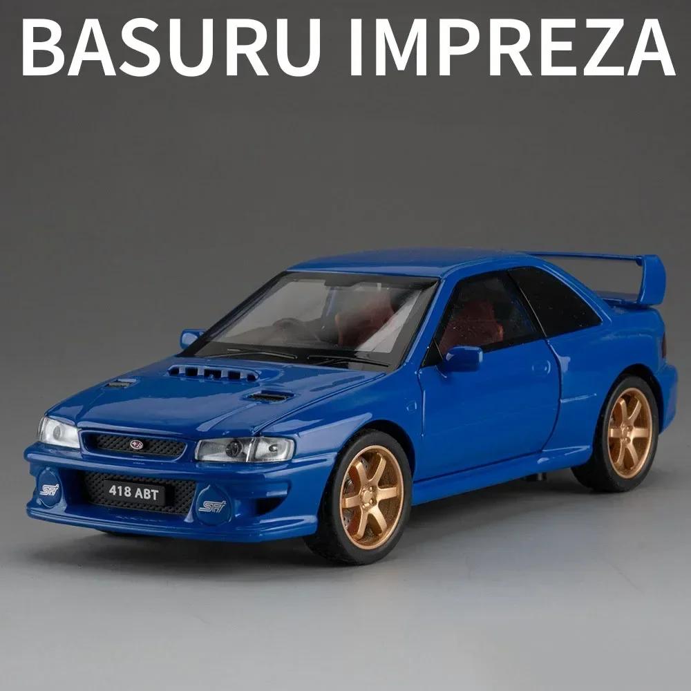 

1:Моделі Subaru Impreza Масштаб 32 Іграшкові Машинки Колеса зі Сплаву Машинка з Механізмом Відведення Гумові Шини Транспортні Засоби зі Світлом та Музикою Подарунки на Різдво для Хлопчиків синій
