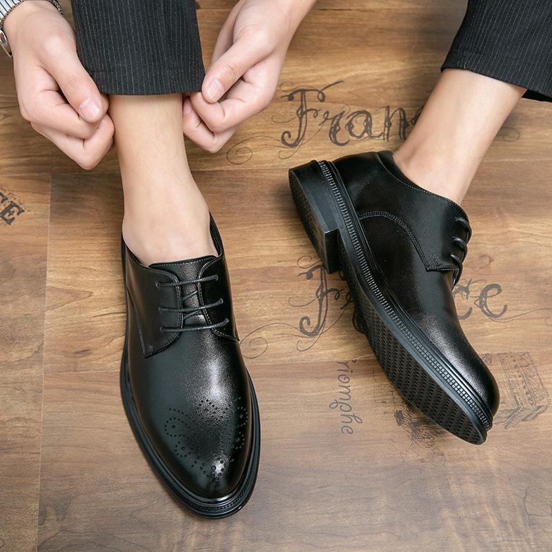 Brock Leder Schuhe eingraviert Britischer Stil Business Freizeit Friseur Hochzeits Bräutigam Schuhe Braun