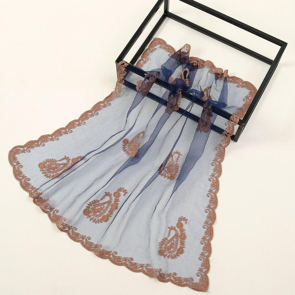Hollow Out Foulard Bandana Floral Embroidery Lace Handkerchiefs Elegant Hair Scarf Headband  Women