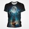 Segelboot Piratenschiff Grafik T-Shirts Herren 3D-Druck Kurzarm Tee Tops Lässig Herren Übergröße Streetwear T-Shirt Ropa Hombre