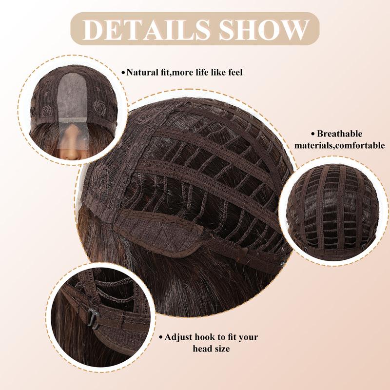 Brown Highlights Synthetic Wigs Hairline Lace Frontal Wave Layered Wigs for Women Ladies Daily Use Natural Wigs Heat Resistant