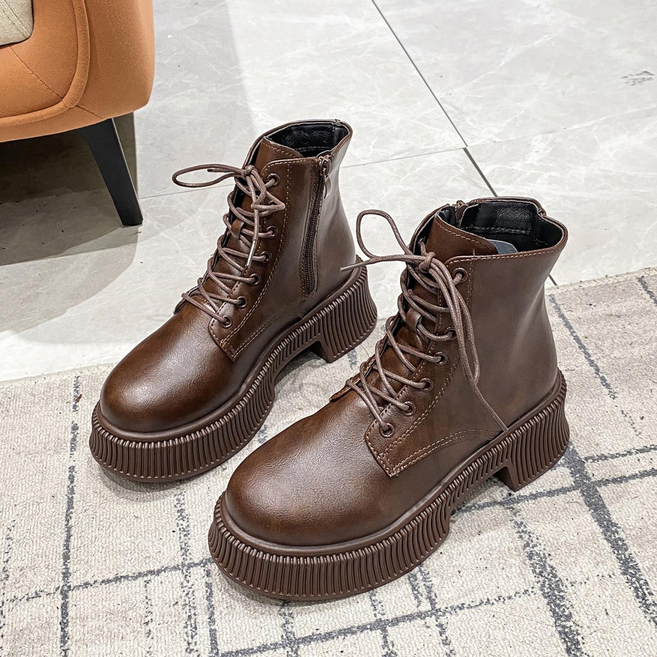 

Женские ботинки Мартина новые на толстой подошве с круглым носком белые короткие ботинки большого размера на толстой подошве короткие ботинки 43 темно-коричневого