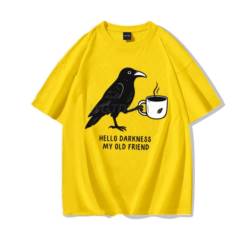 Raven Crow Coffee Shirt for Women Unisex Funny Gift for Coffee Lover Cotton Tshirt Womens Unisexs Oversized Comfort Colors Tee Top