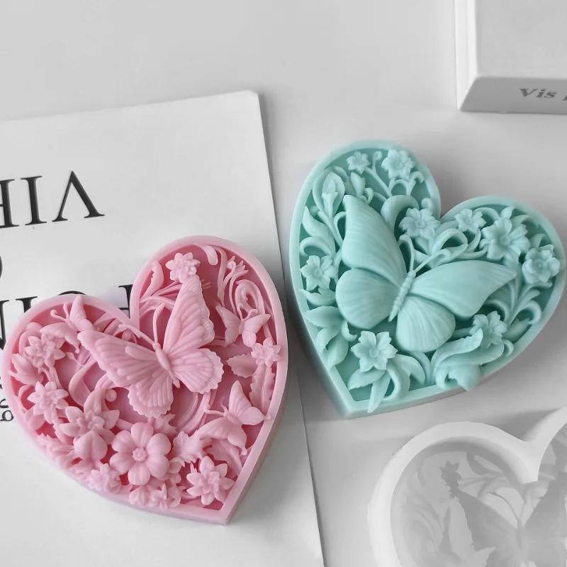 3D Relief Schmetterling Silikon Kerzenform DIY Liebe Blume Schmetterling Insekt Bastelbedarf Gips Zement Seife Form Valentinstagsgeschenk