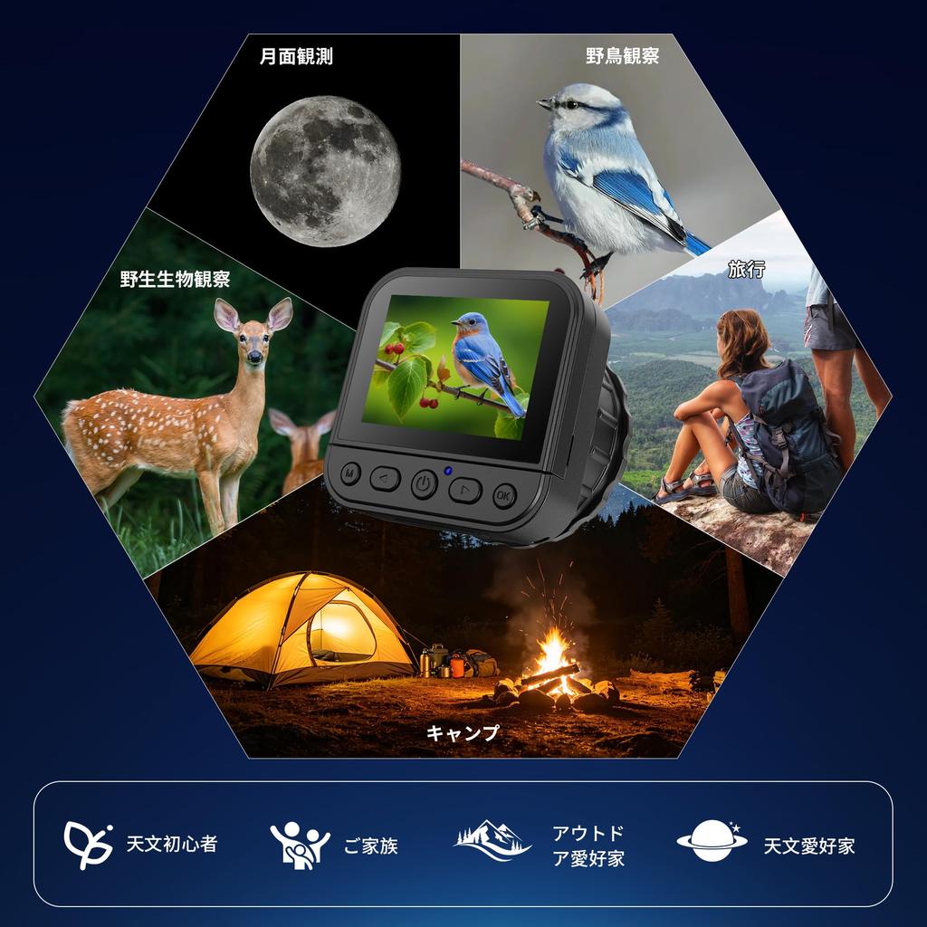WiFi Telescope Camera with 64GB TF Card Professional 4K Video Recording IPS 64MP 3 Hours Continuous 2000mAh 16X Magnification Telescope Wireless
