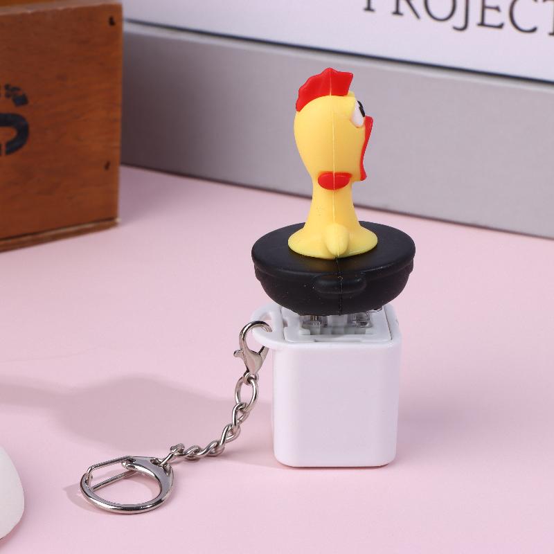 1Pcs Stress Relief Plastic Toys Creative Cartoon Sharp Crying Chicken Voice Button High Aesthetic Edc Keychain For Children Gift