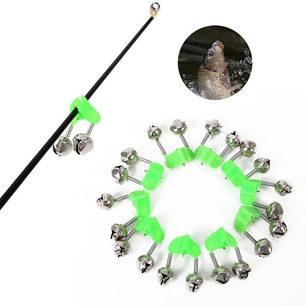 20/50PCS 46*32mm Fishing Rod Alarm Bells Double Spring Clip Bite Alarm Bells Outdoor Fishing