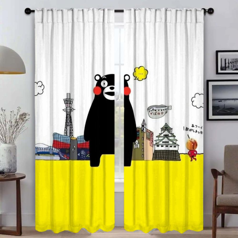 KumamonS Home Interior Curtains 2 Pieces Window Curtain for Room 2 Panel Halloween Decoration Partition Shades Living Kitchen