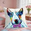 Cartoon Bull Terrier Series Cushion Cover Square Short Plush Pillow Case Living Room Sofa Home Decor Funda X