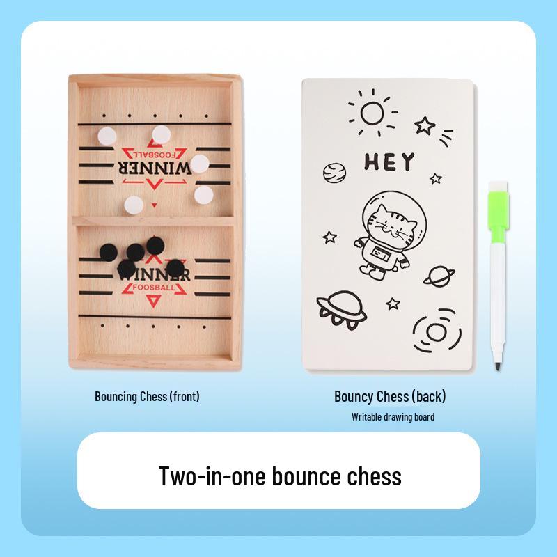 Bouncing Chess Catapult: Wooden Two-Player Battle Game for Parent-Child Interaction & Educational Fun
