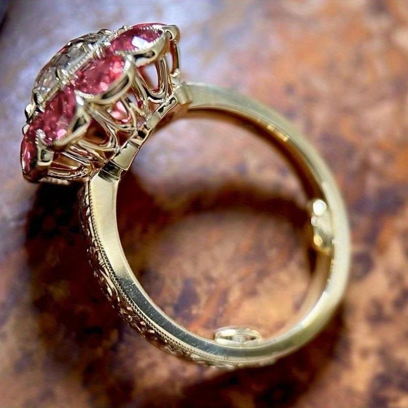1Pc Fashionable Pomegranate Ring, Inlaid with Synthetic Zircon, Simple Style Multi-functional Ring